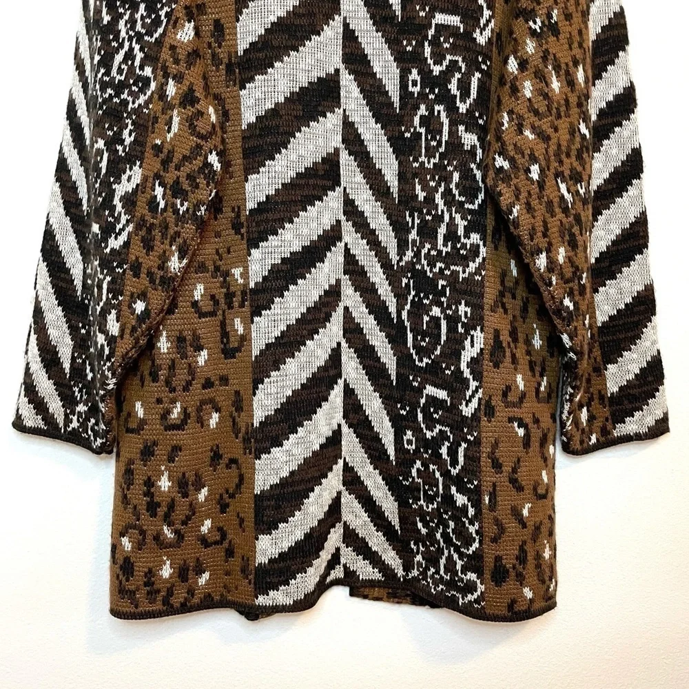 Vintage Colter Bay Mixed Pattern Longline Open Front Cardigan Sweater Large XL